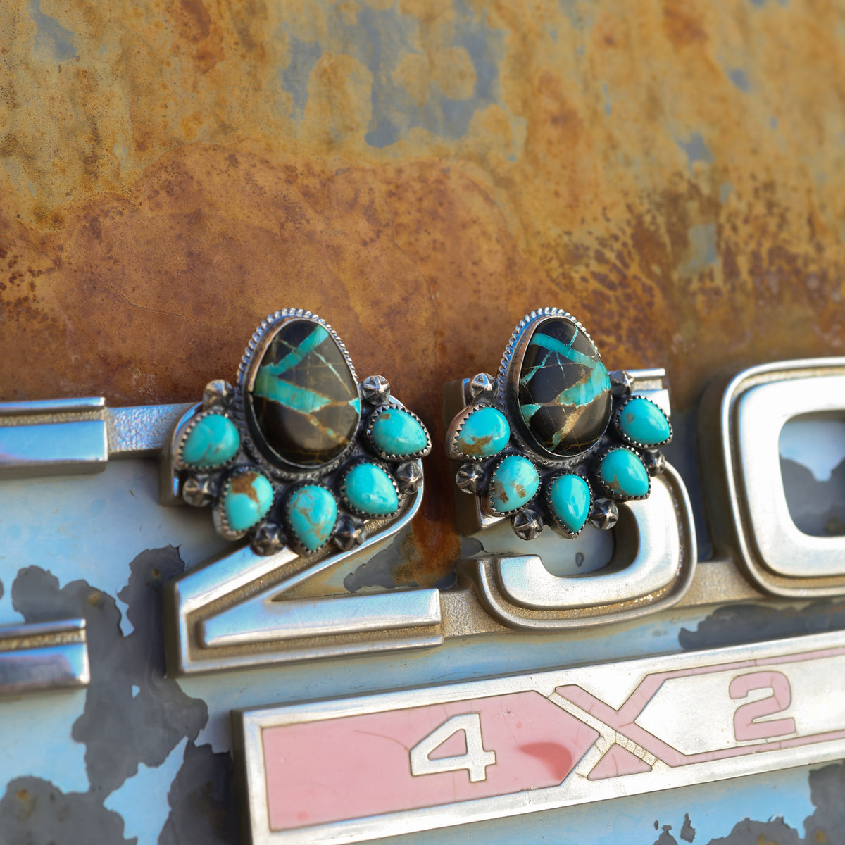 ‘Statement’ Cluster Earrings - Blackjack & Kingman