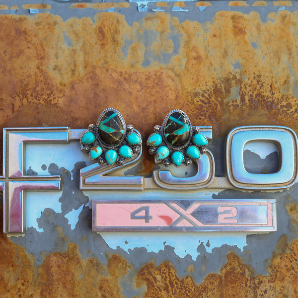 ‘Statement’ Cluster Earrings - Blackjack & Kingman