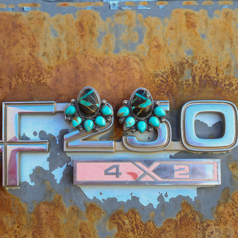 ‘Statement’ Cluster Earrings - Blackjack & Kingman