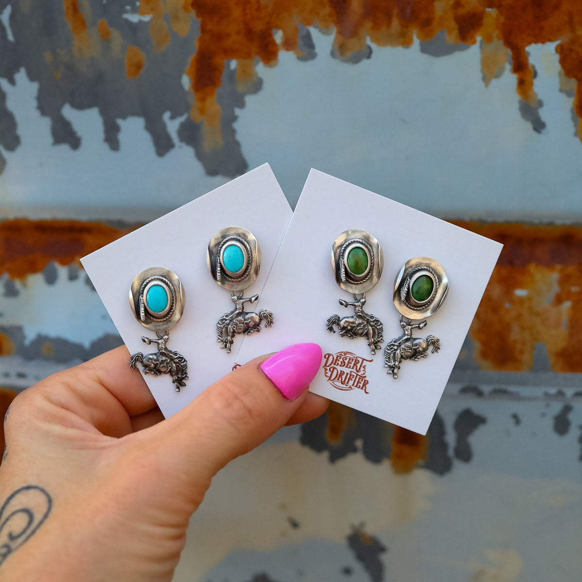 'Bronc & Cowboy Hat' Earrings - Pick Option