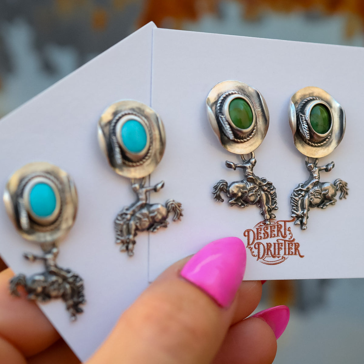 'Bronc & Cowboy Hat' Earrings - Pick Option