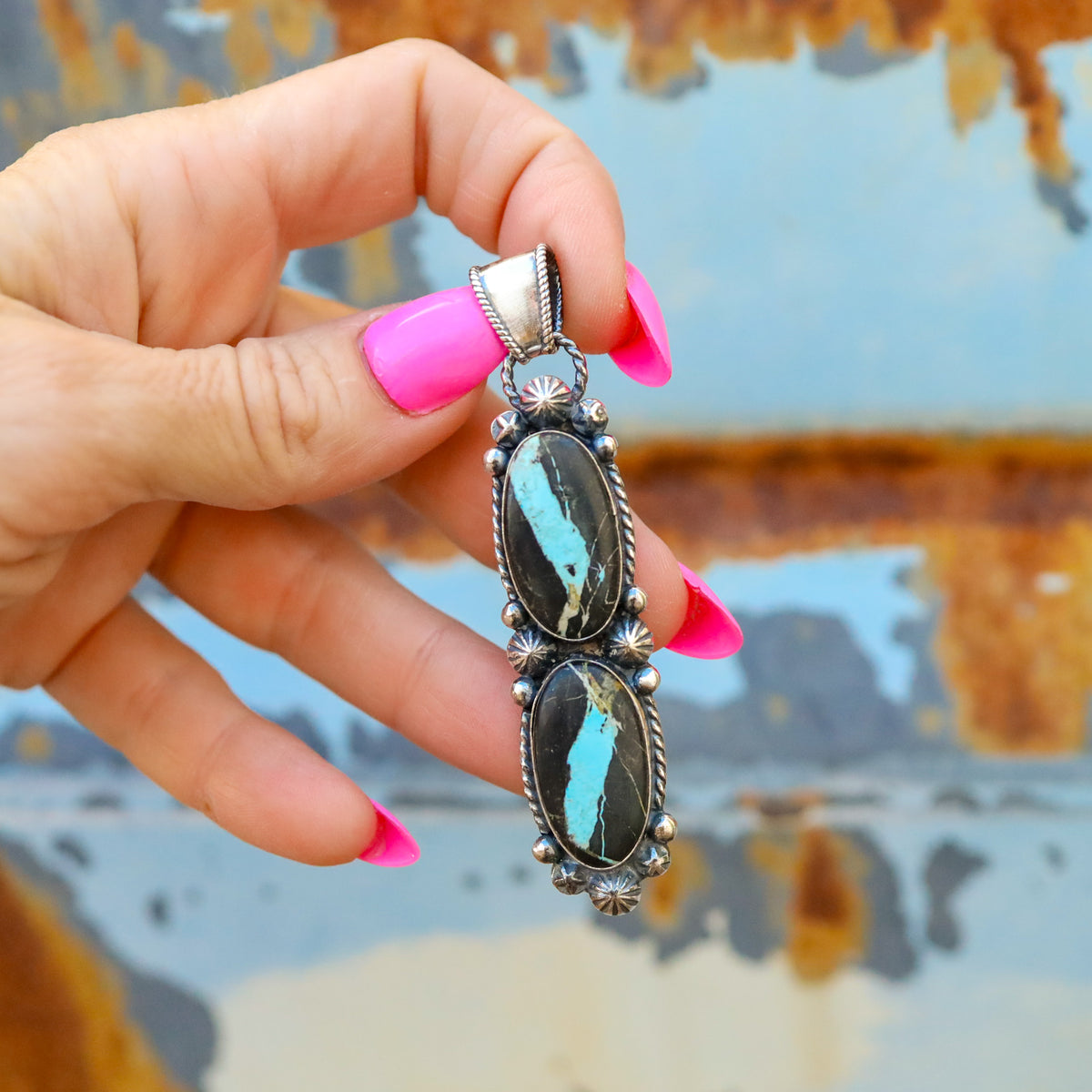 'Two Stone' Pendant - Blackjack