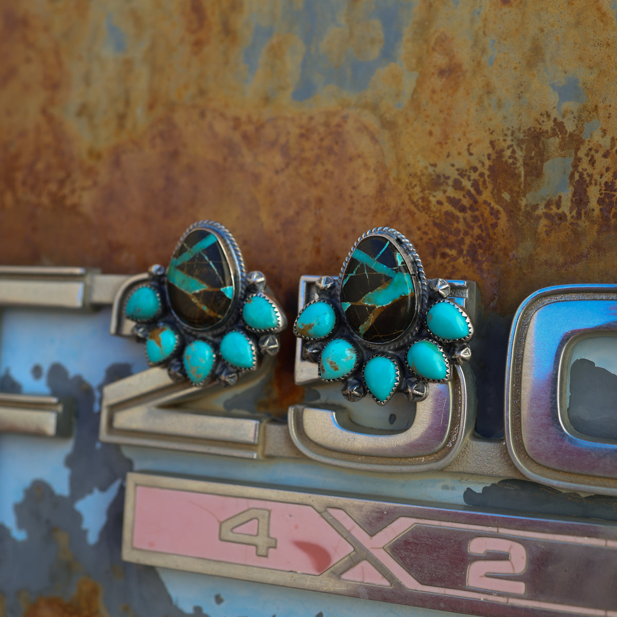 ‘Statement’ Cluster Earrings - Blackjack & Kingman