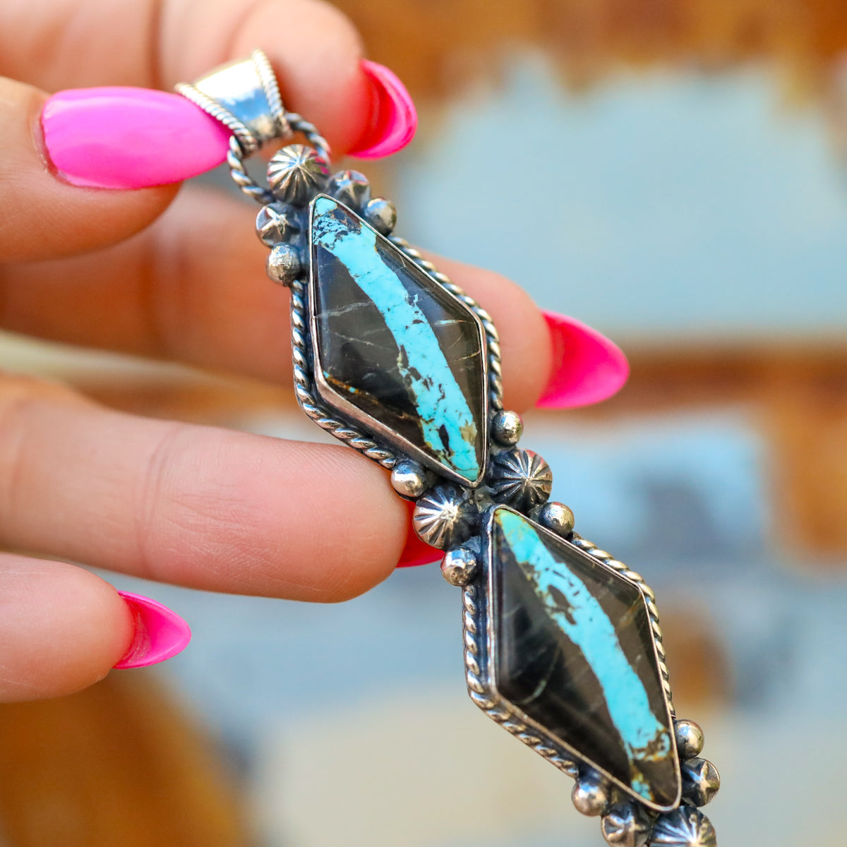 'Two Stone' Pendant - Blackjack