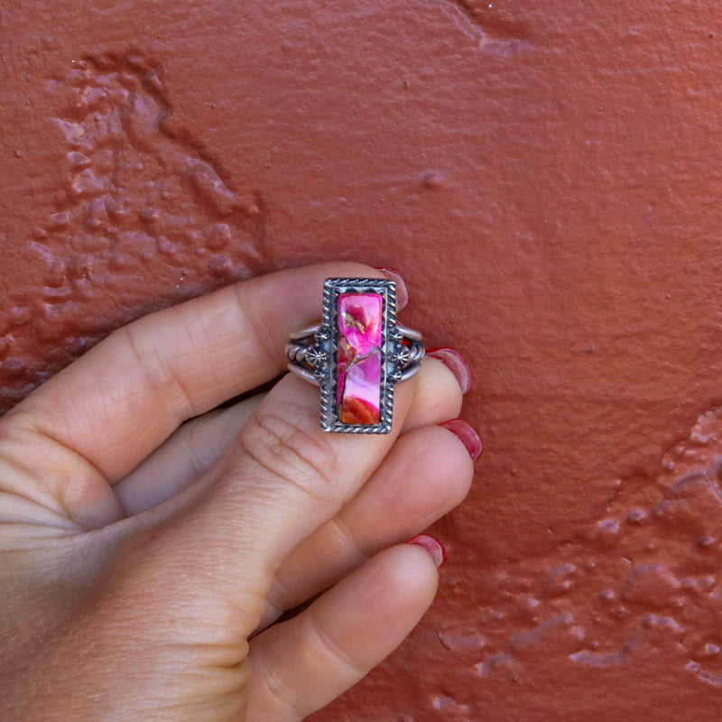 ‘Bar Ring’ - Orange Dahlia - Size 9 - Pick Option
